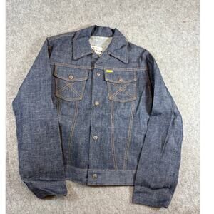 Vintage 70s Big Yank Selvedge Denim Trucker Jacket Medium Western NWOT DS Dark